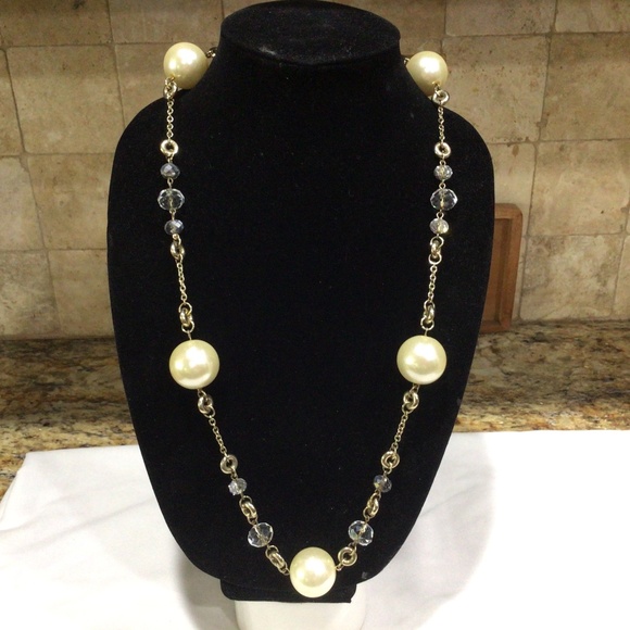 Vintage, big Pearl like beads with  glass crystal beads. Beautifuk shape. - Picture 1 of 6